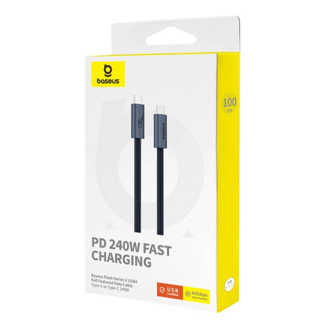 Кабель Baseus Flash 2 USB-C to USB-C 240W 1m Black (P10311803111-00)