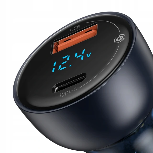 Автомобільна зарядка Baseus Particular 65W USB-A USB-C QC PPS з цифровим дисплеєм Dark Grey (6932172650087)
