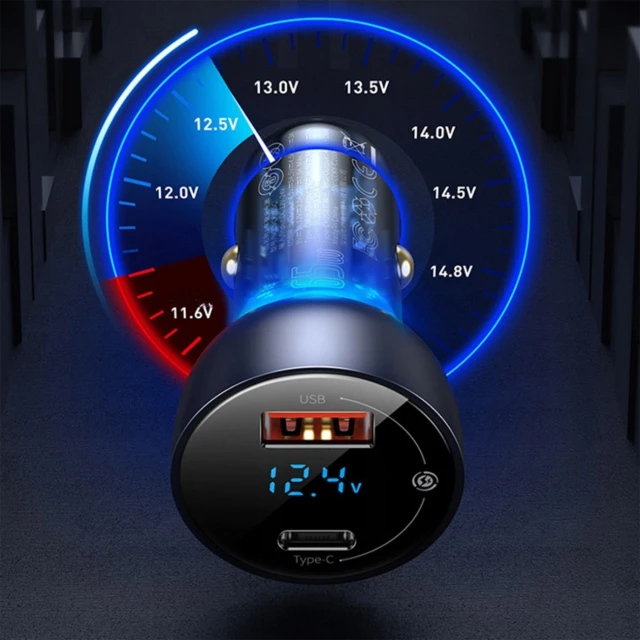 Автомобільна зарядка Baseus Particular 65W USB-A USB-C QC PPS з цифровим дисплеєм Dark Grey (6932172650087)