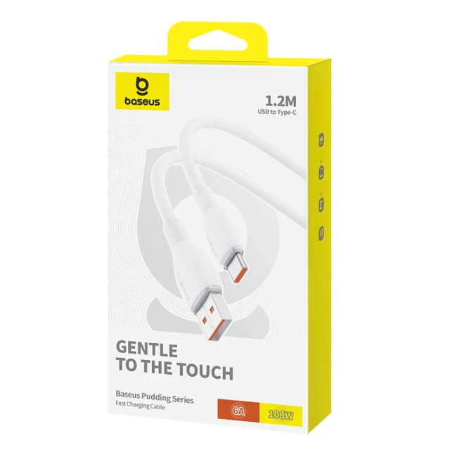 Кабель Baseus Pudding 100W USB-A - USB-C 1.2m White (6932172650148)