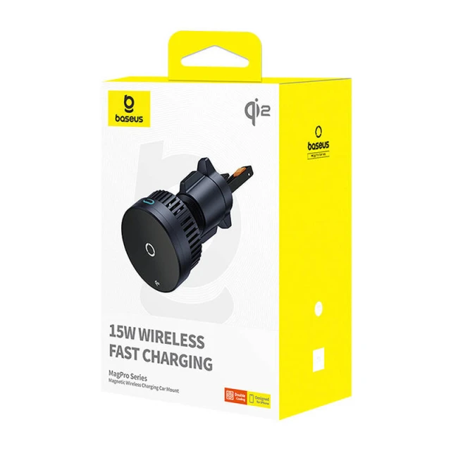 Автотримач з функцією бездротової зарядки Baseus MagPro 15W Black with MagSafe (C40164100121-01)