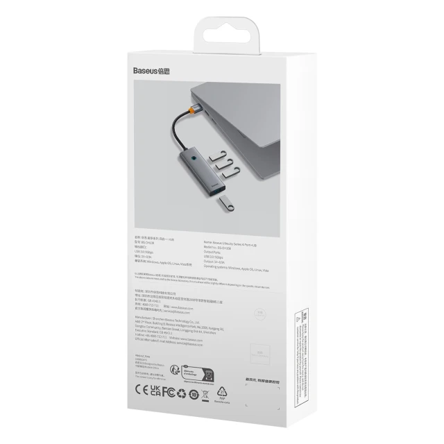 USB-хаб Baseus UltraJoy Series 4xUSB-A 3.0 1xUSB-C 5V 50cm Grey (6932172653217)