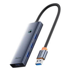 Hub USB-A Baseus UltraJoy Series 4xUSB-A 3.0 1xUSB-C 5V Grey (6932172653347)