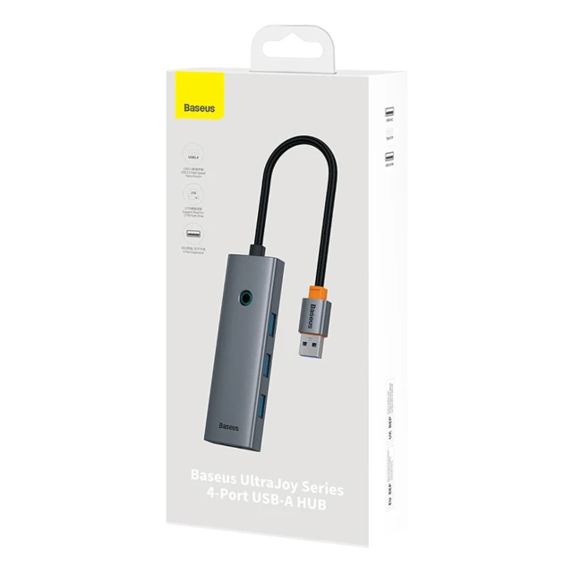 Hub USB-A Baseus UltraJoy Series 4xUSB-A 3.0 1xUSB-C 5V Grey (6932172653347)