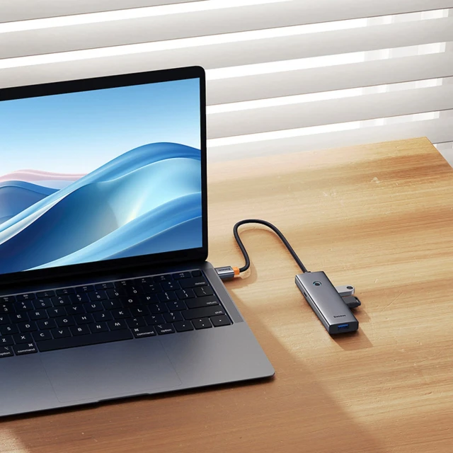 Hub USB-A Baseus UltraJoy Series 4xUSB-A 3.0 1xUSB-C 5V Grey (6932172653347)