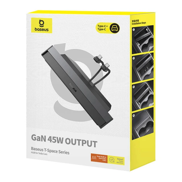 USB-хаб Baseus T-Space USB-C to Lightning для Tesla with Cable Black (B00051300111-01)