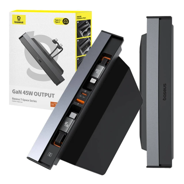 USB-хаб Baseus T-Space USB-C to Lightning для Tesla with Cable Black (B00051300111-01)