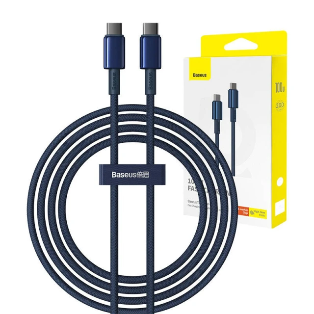 Кабель Baseus Tungsten Gold USB-C to USB-C 100W 2m Blue (P10319800321-04)