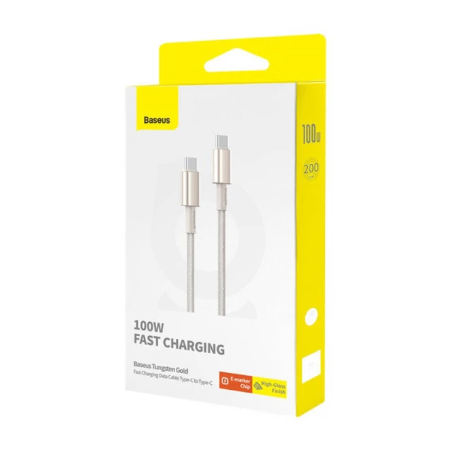 Кабель Baseus Tungsten Gold USB-C to USB-C 100W 2m Gold (P10319800G21-01)