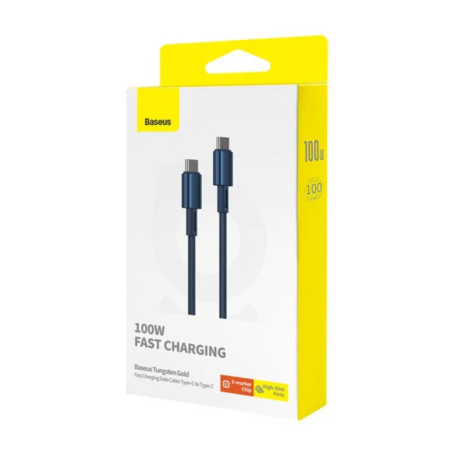 Кабель Baseus Tungsten Gold USB-C to USB-C 100W 1m Blue (P10319800321-03)