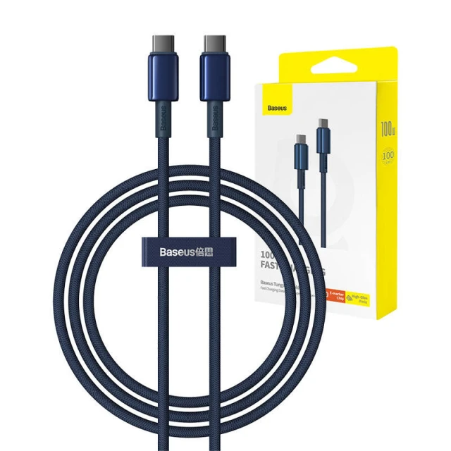 Кабель Baseus Tungsten Gold USB-C to USB-C 100W 1m Blue (P10319800321-03)