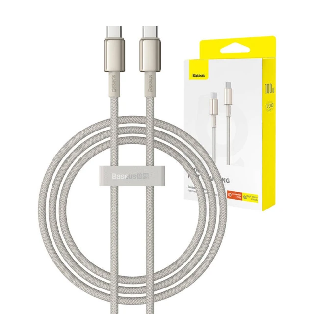 Кабель Baseus Tungsten Gold USB-C to USB-C 100W 1m Gold (P10319800G21-00)