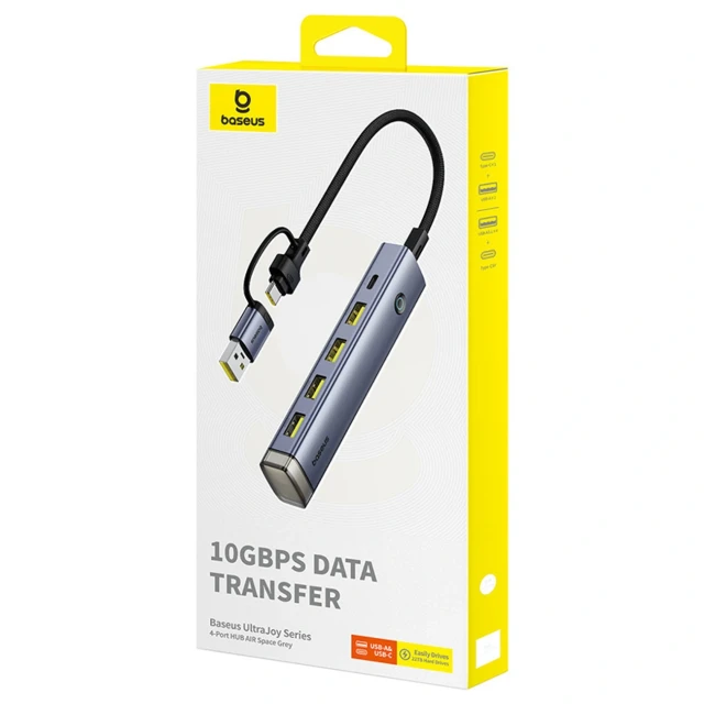 Hub USB-A/USB-C Baseus UltraJoy Series 4xUSB-A 3.1 1xUSB-C 5V Grey (6932172655822)