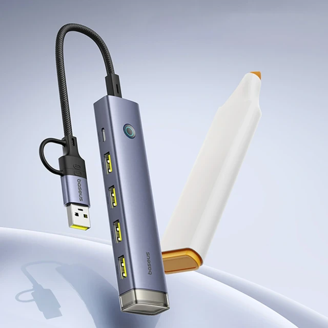 Hub USB-A/USB-C Baseus UltraJoy Series 4xUSB-A 3.1 1xUSB-C 5V Grey (6932172655822)