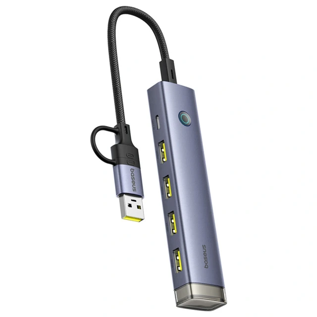 Hub USB-A/USB-C Baseus UltraJoy Series 4xUSB-A 3.1 1xUSB-C 5V Grey (6932172655822)