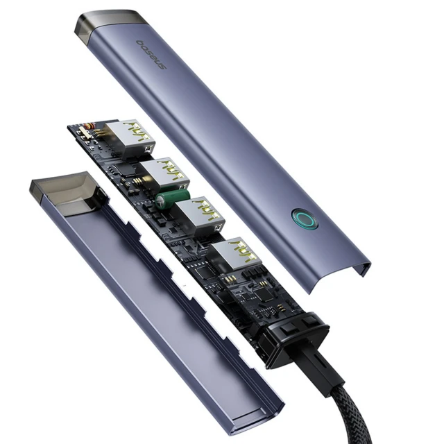 Hub USB-A/USB-C Baseus UltraJoy Series 4xUSB-A 3.1 1xUSB-C 5V Grey (6932172655822)