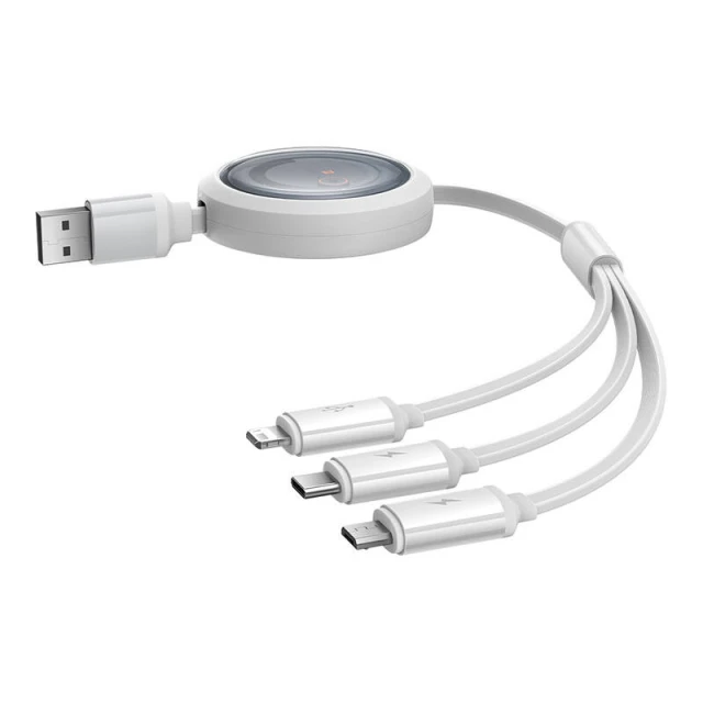 Кабель Baseus Free2Draw USB-A to Micro-USB | Lightning | USB-C 1.1m White (P10368700211-01)