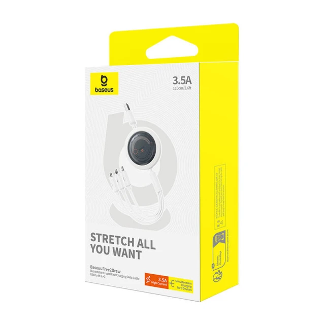 Кабель Baseus Free2Draw USB-A to Micro-USB | Lightning | USB-C 1.1m White (P10368700211-01)