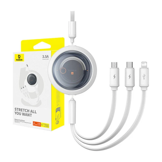 Кабель Baseus Free2Draw USB-A to Micro-USB | Lightning | USB-C 1.1m White (P10368700211-01)