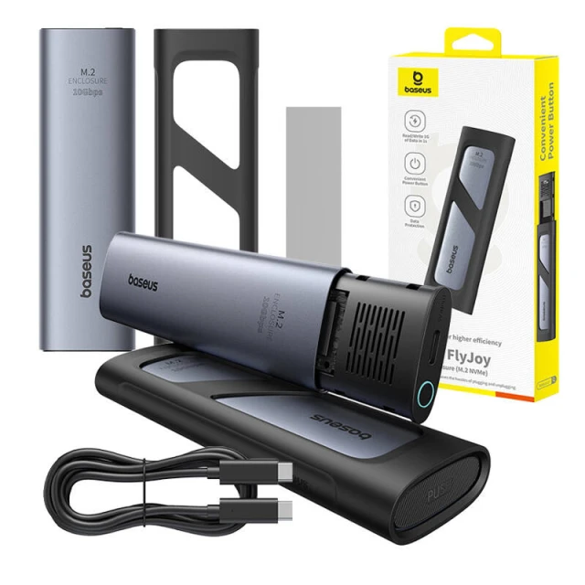 Отсек для твердотельного накопителя Baseus FlyJoy M.2 NVMe 10 Gb/s Gray (B00760600811-01)