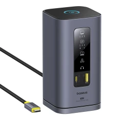 Док-станція Baseus Spacemate hub USB-C 11в1 3xHDMI 4K 60Hz + 2xUSB-A (10Gb/s) + 1xUSB-C (10Gb/s) + RJ45 + 2xUSB-A (480Mb/s) + 1xUSB-C (PD) + 1xMini Ja