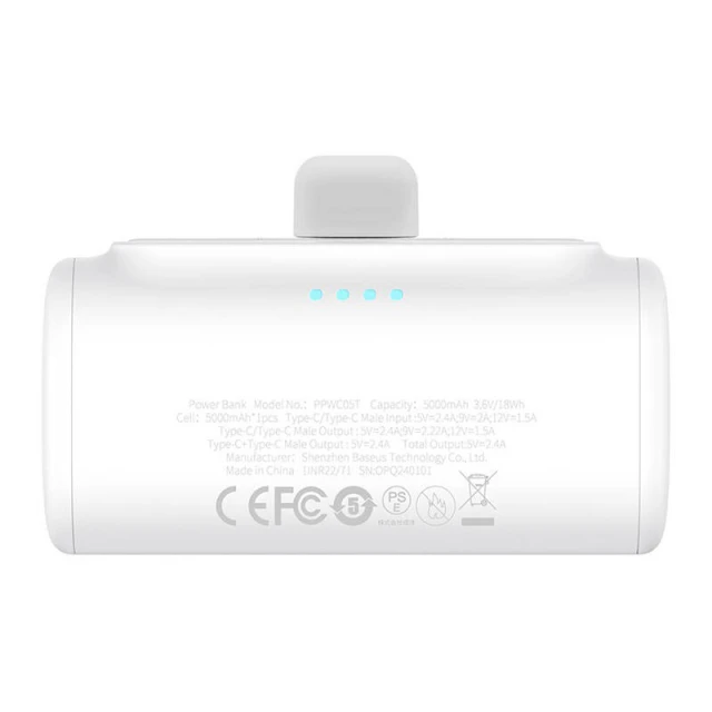 Портативний зарядний пристрій Baseus Compact 20W 5000mAh with USB-C to USB-C Cable White (P10068306213-00)