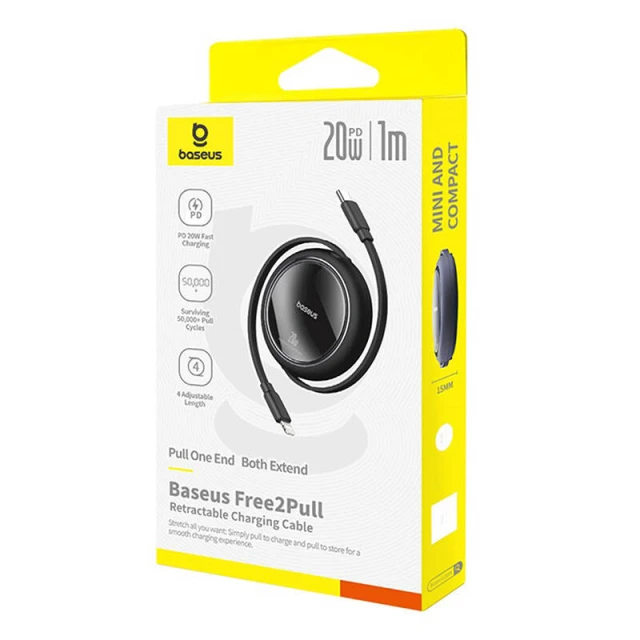 Кабель Baseus Free2Pull USB-C to Lightning 20W 1m Black (P10364501111-00)