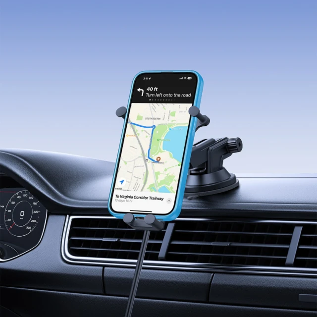 Автотримач Baseus Stable з бездротовою зарядкою 15W гравітаційний з присоскою чорний (6932172662615)