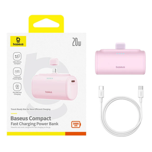 Портативний зарядний пристрій Baseus Compact IP 20W 5000mAh Pink (P10068307413-00)
