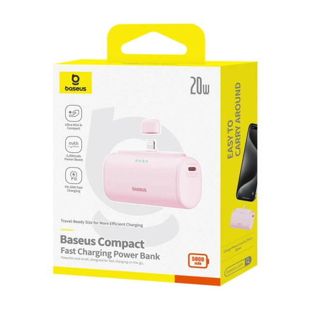 Портативний зарядний пристрій Baseus Compact IP 20W 5000mAh Pink (P10068307413-00)