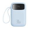 Портативний зарядний пристрій Baseus QPow2 30W 10000mAh with Built-in USB-C Cable Blue (P10055008313-00)