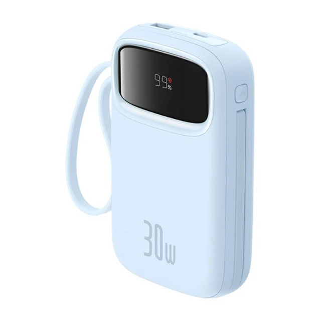 Портативний зарядний пристрій Baseus QPow2 30W 10000mAh with Built-in USB-C Cable Blue (P10055008313-00)