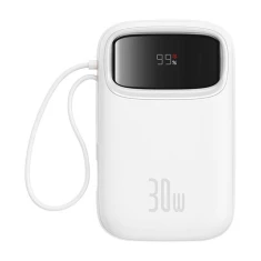 Портативний зарядний пристрій Baseus QPow2 30W 10000mAh with Built-in USB-C Cable White (P10055008213-00)