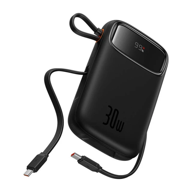 Портативний зарядний пристрій Baseus QPow2 30W 10000mAh with Built-in USB-C Cable Black (P10055008113-00)