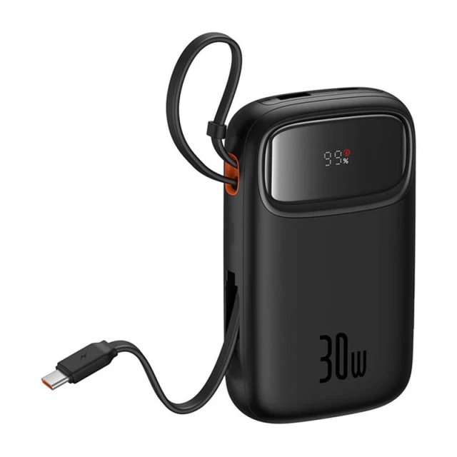 Портативний зарядний пристрій Baseus QPow2 30W 10000mAh with Built-in USB-C Cable Black (P10055008113-00)