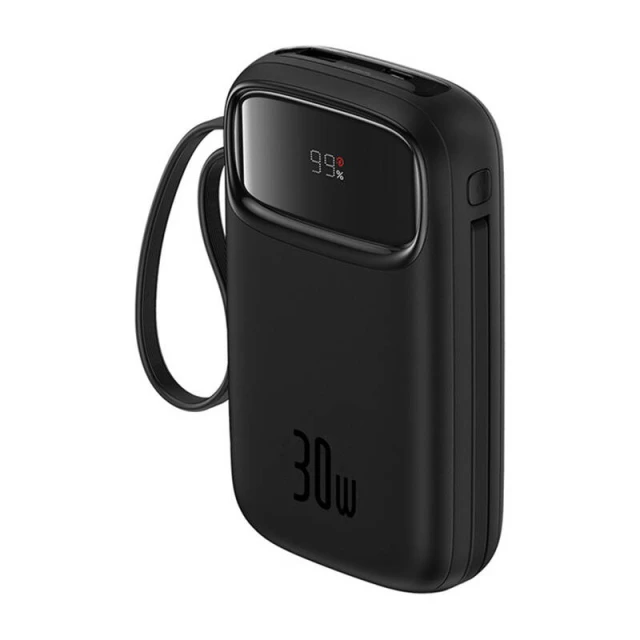 Портативний зарядний пристрій Baseus QPow2 30W 10000mAh with Built-in USB-C Cable Black (P10055008113-00)