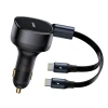 Автомобільний зарядний пристрій Baseus Enjoyment Retractable 2-in-1 C+C 33W Black (6932172669379)