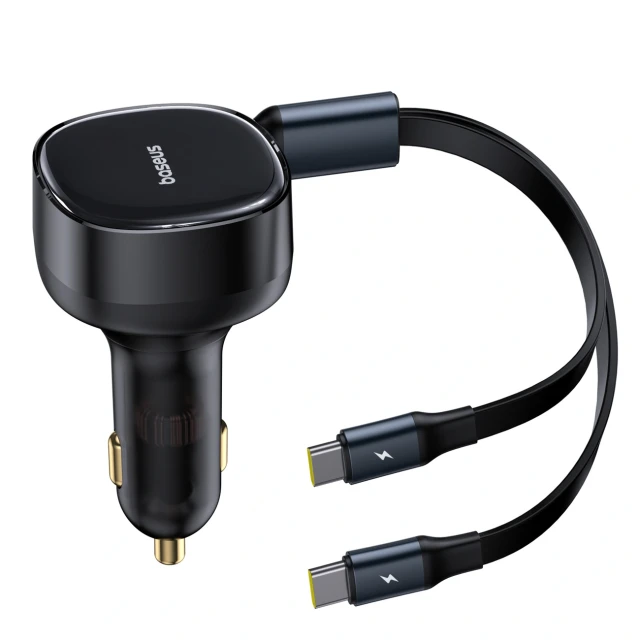 Автомобільний зарядний пристрій Baseus Enjoyment Retractable 2-in-1 C+C 33W Black (6932172669379)