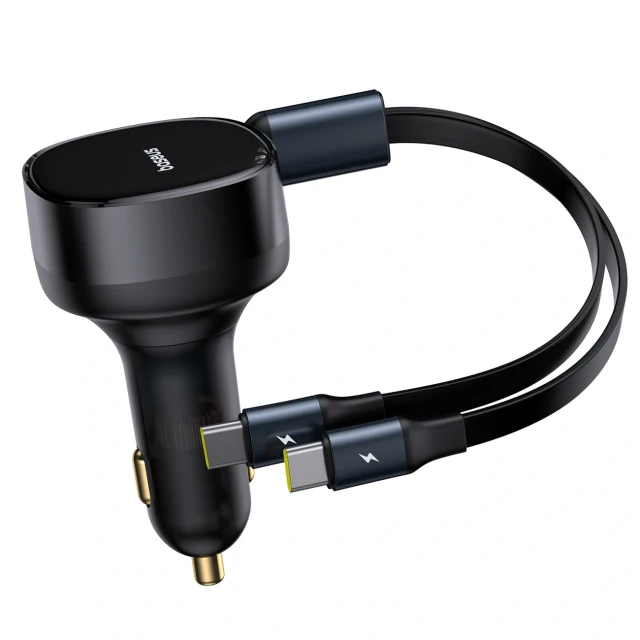 Автомобільний зарядний пристрій Baseus Enjoyment Retractable 2-in-1 C+C 33W Black (6932172669379)