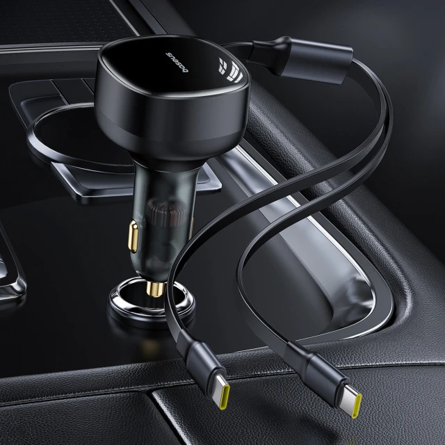 Автомобільний зарядний пристрій Baseus Enjoyment Retractable 2-in-1 C+C 33W Black (6932172669379)