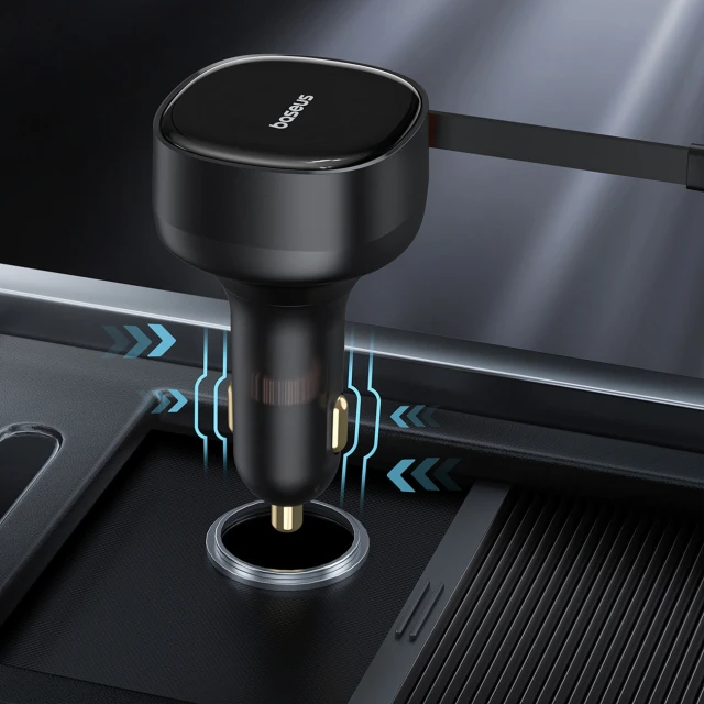 Автомобільний зарядний пристрій Baseus Enjoyment Retractable 2-in-1 C+C 33W Black (6932172669379)