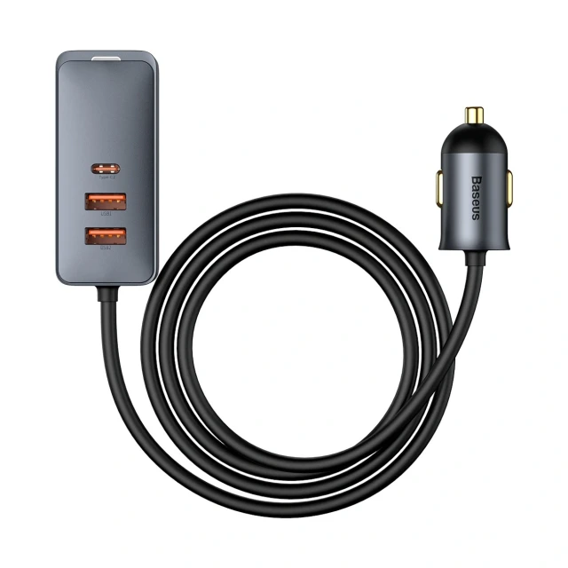 Автозарядка Baseus Share Together PPS Multi-port 2U+2C 120W з подовжувачем Space Grey (6932172669416)