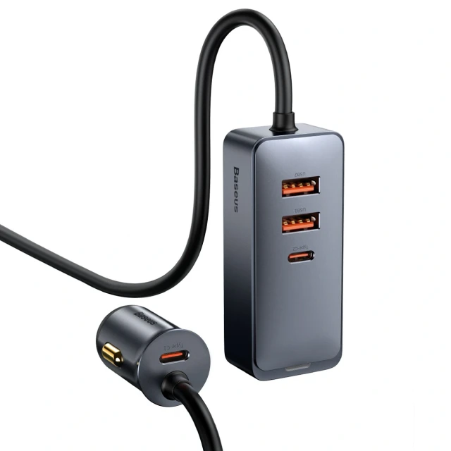 Автозарядка Baseus Share Together PPS Multi-port 2U+2C 120W з подовжувачем Space Grey (6932172669416)