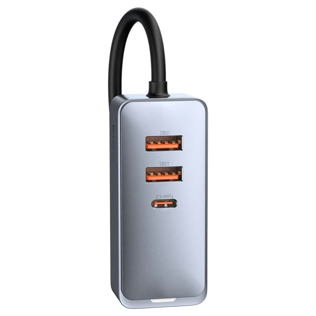 Автозарядка Baseus Share Together PPS Multi-port 2U+2C 120W з подовжувачем Space Grey (6932172669416)