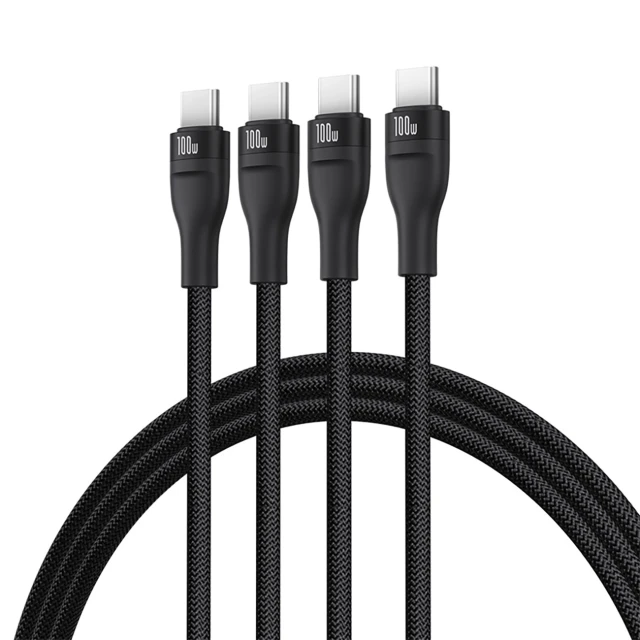 Кабель Baseus Flash Series 3 100W 3в1 USB-C - 3xUSB-C 1.5m Black (6932172669805)