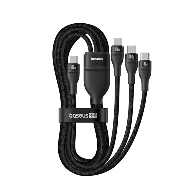 Кабель Baseus Flash Series 3 100W 3в1 USB-C - 3xUSB-C 1.5m Black (6932172669805)