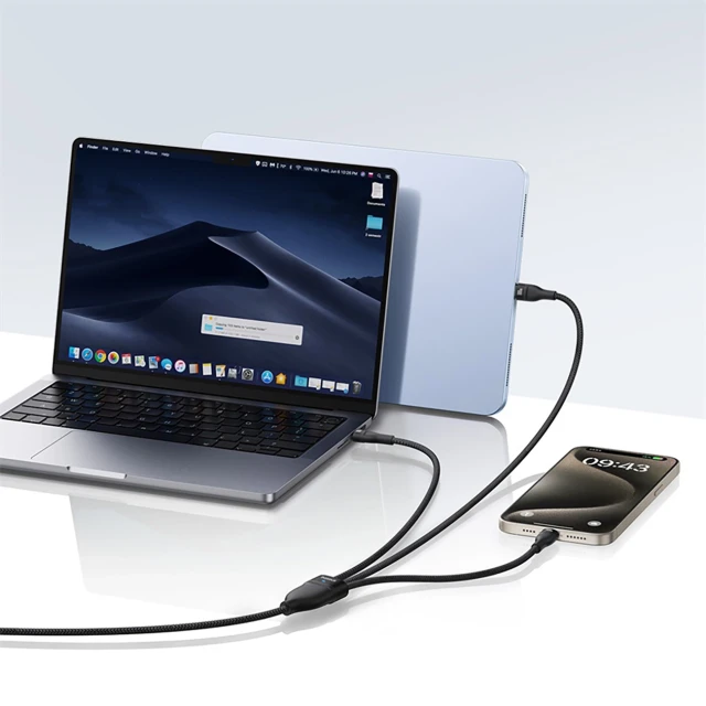 Кабель Baseus Flash Series 3 100W 3в1 USB-C - 3xUSB-C 1.5m Black (6932172669805)