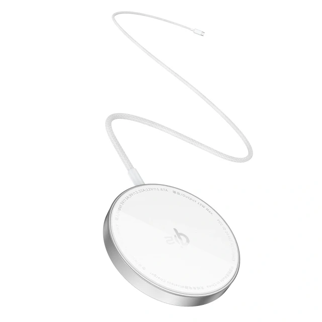 Бездротова зарядка Baseus Simple Mini4 Air Qi2 15W магнітна Silver (6932172670955)