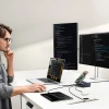 Зарядна станція Baseus NOMOS 140W Qi2 5в1 бездротова зі складним кабелем USB-C і цифровим дисплеєм Black (6932172673406)
