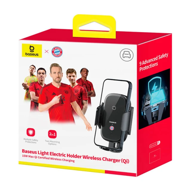 Автодержатель с функцией беспроводной зарядки Baseus Bayern Edition 15W Black (C40344000113-Z1)